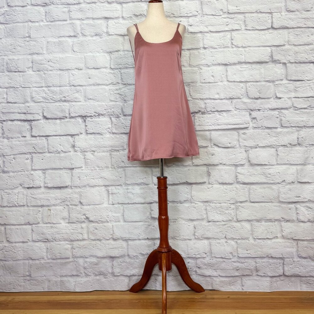 Superdown Dusty Rose Pink Satin Criss-Cross Camisole Dress